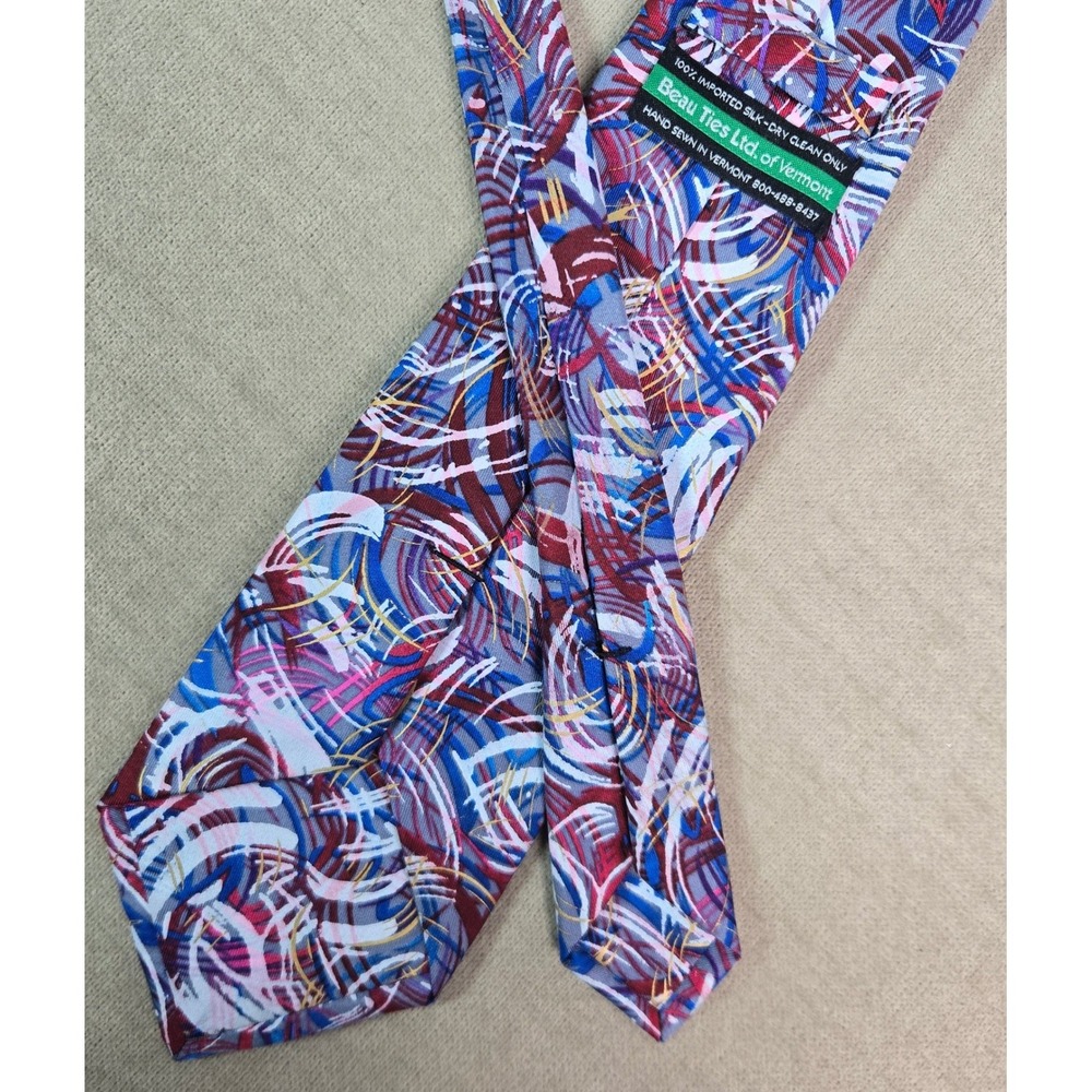 Beau Ties Ltd Vermont Men Silk Necktie Abstract Brushstroke USA 3.5" 63L America